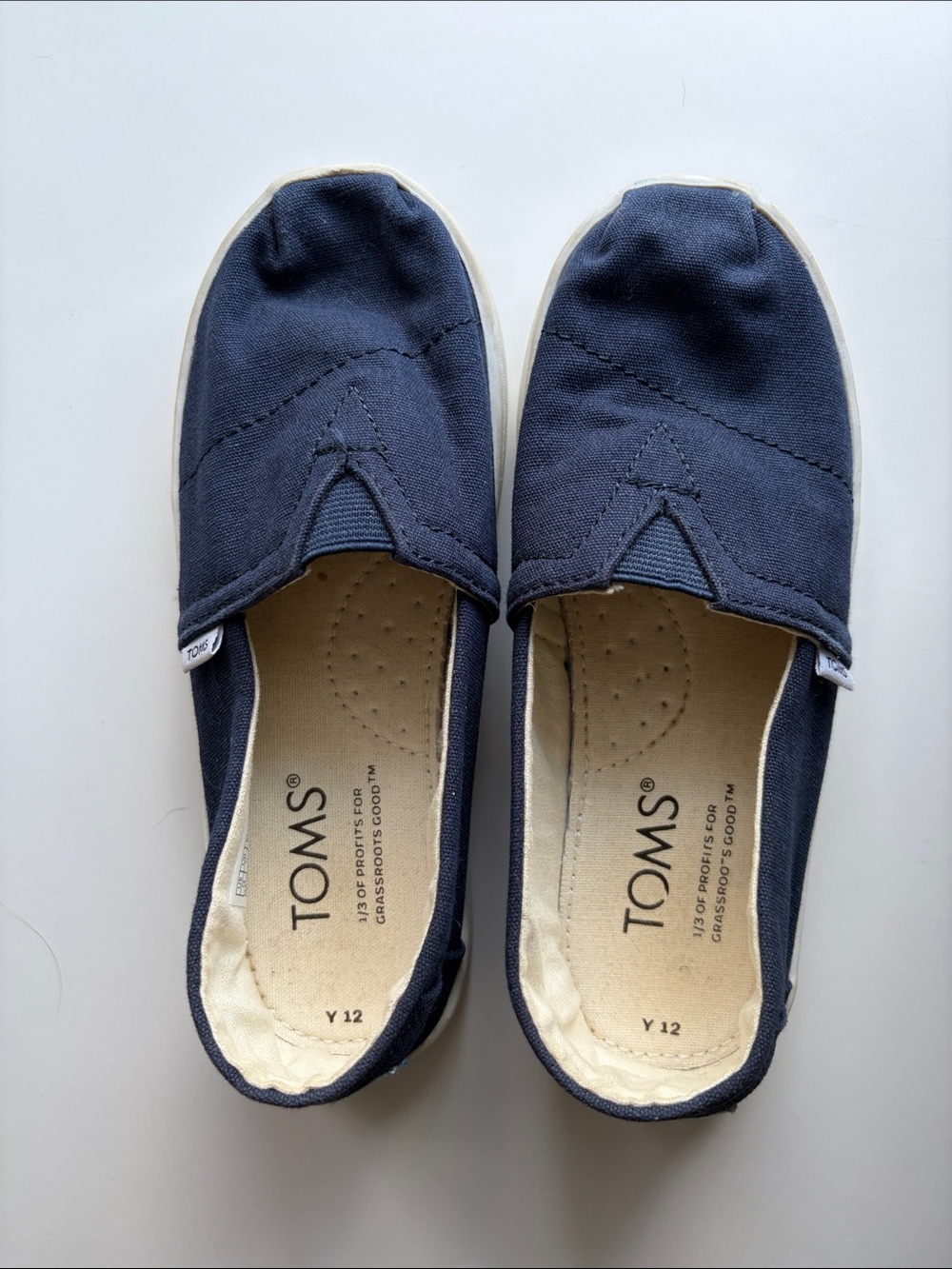 Toms Navy Canvas Slip-On Loafers, Toddler size 12